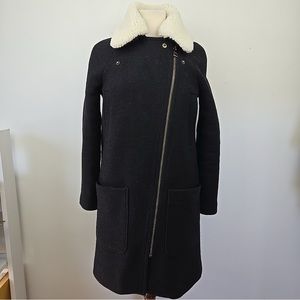 Madewell Eldridge Asymmetric Zip Coat in Black Insuluxe Fabric Women's XXS